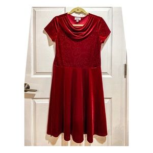 Byer Girl - Girls Chic Scarlet Velvet Midi Dress